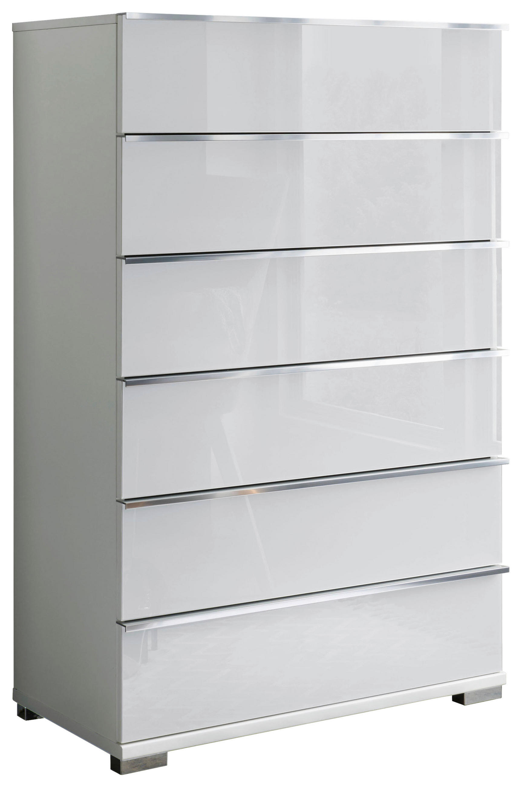 KOMMODE 75/120/42 cm  in Weiss  - Chromfarben/Weiss, Basics, Glas/Holzwerkstoff (75/120/42cm) - Venda