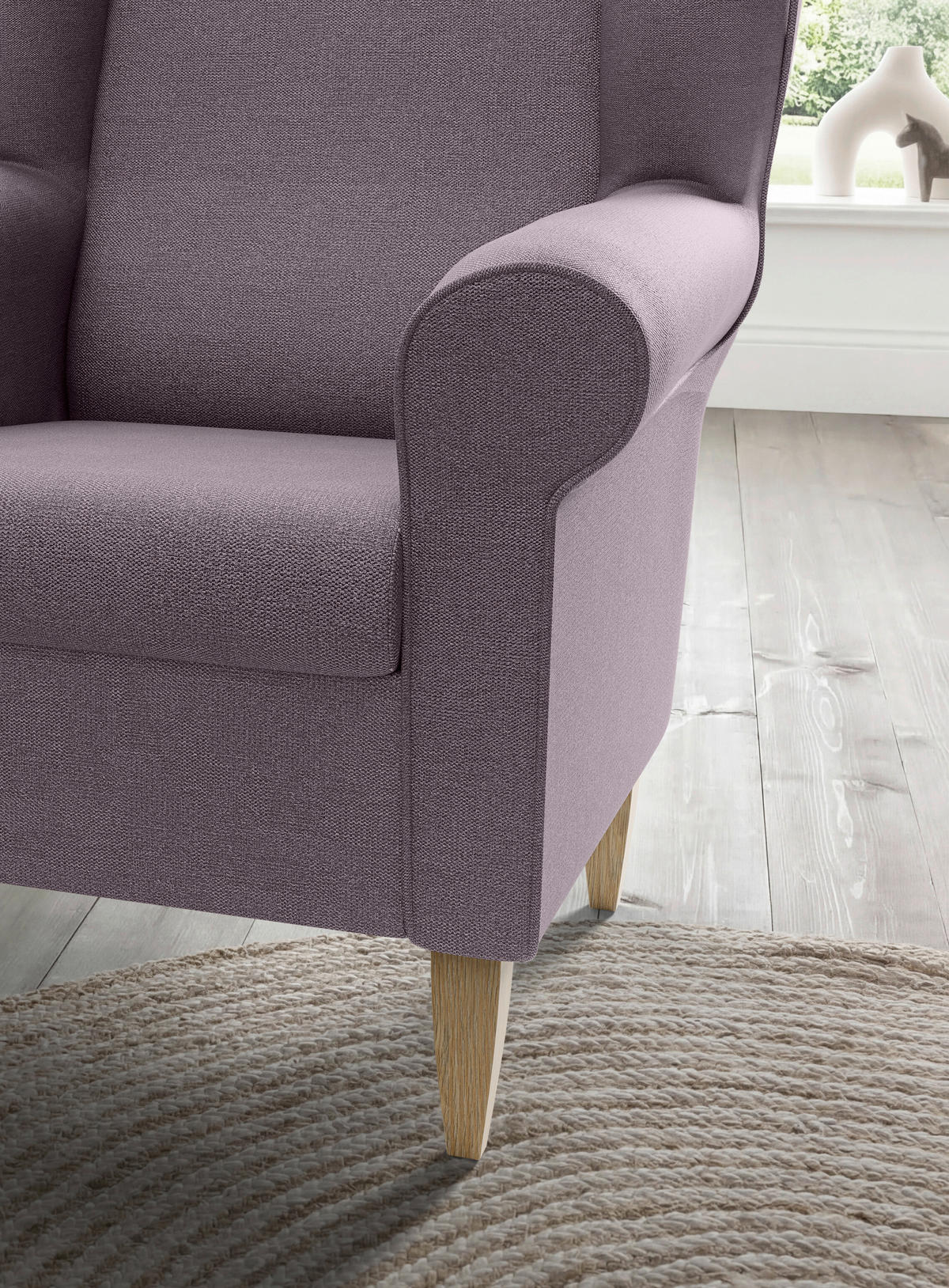 SESSELSET Struktur Bordeaux  - Bordeaux/Naturfarben, Konventionell, Holz/Textil (80/102/86cm) - Livetastic