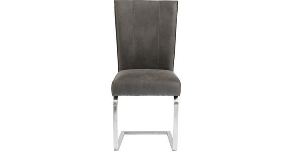 SCHWINGSTUHL in Edelstahl Mikrofaser - Edelstahlfarben/Anthrazit, Design, Textil/Metall (42/99/57cm) - Valnatura