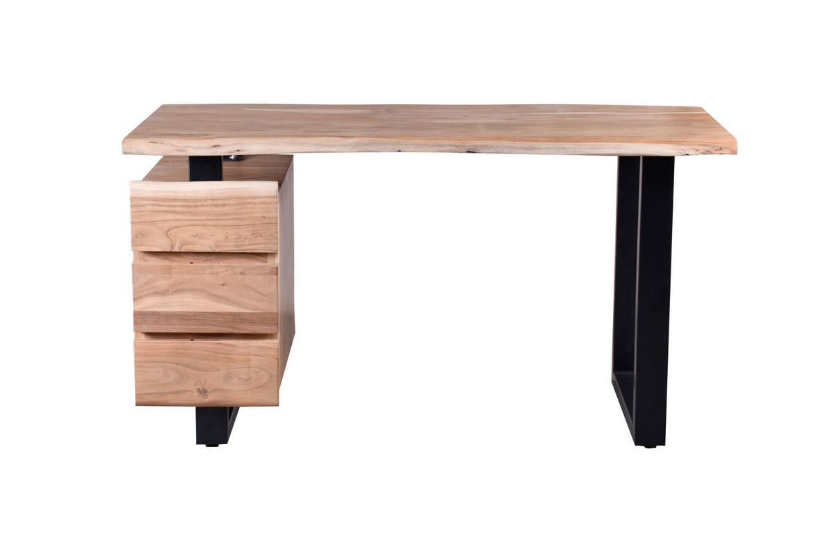 SCHREIBTISCH 147/62/80 cm  in Naturfarben, Schwarz  - Schwarz/Naturfarben, MODERN, Holz/Metall (147/62/80cm) - MID.YOU
