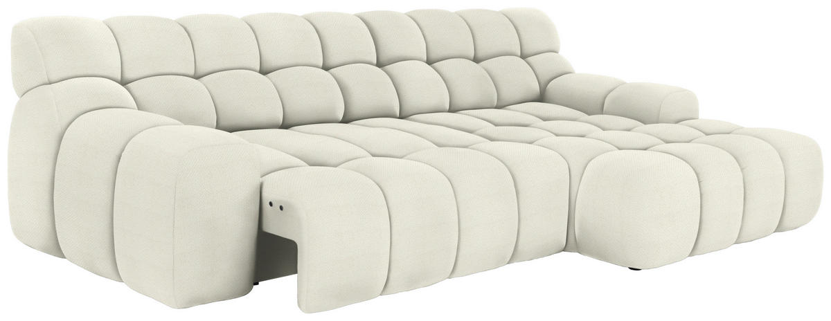 Ecksofa inkl. Funktion Ecru Webstoff  - Ecru/Schwarz, MODERN, Kunststoff/Textil (297/180cm) - Welnova