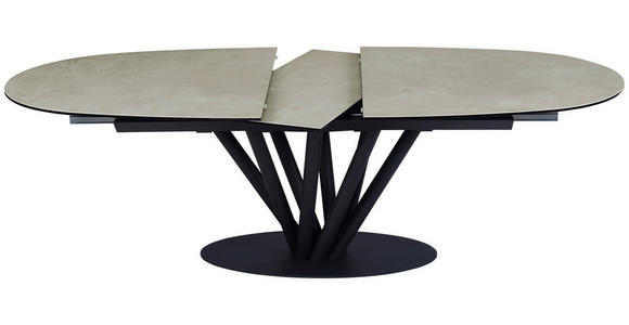 ESSTISCH Schwarz, Taupe oval  ausziehbar  - Taupe/Schwarz, Design, Glas/Keramik (210-260/110/76cm) - Belluti