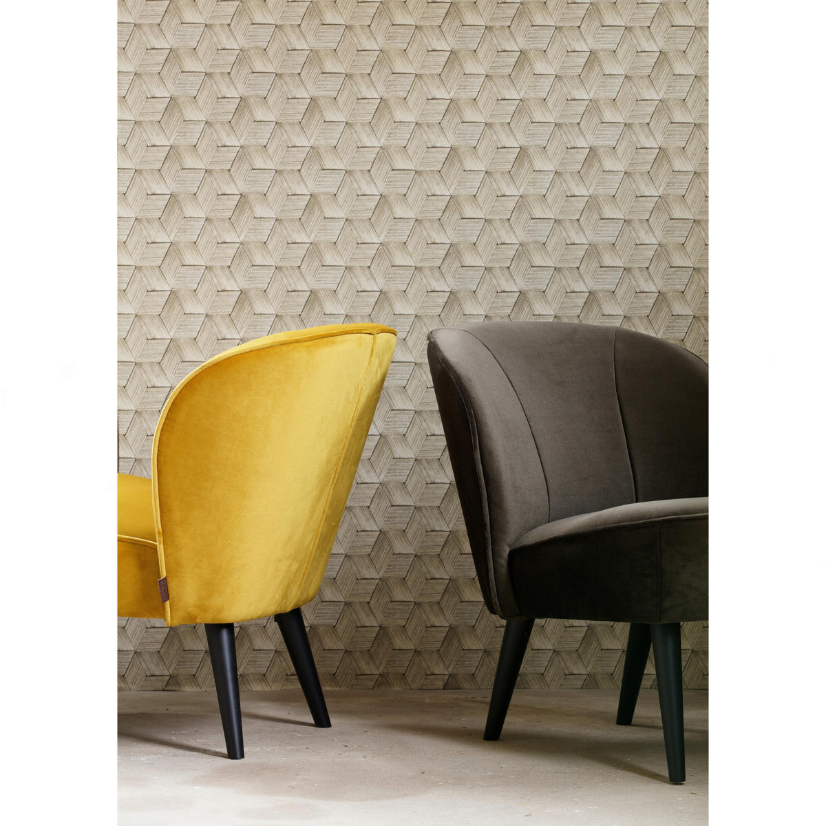 SESSEL in Samt Gelb  - Gelb/Schwarz, Design, Holz/Textil (59/71/70cm) - Livetastic