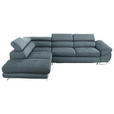 ECKSOFA in Webstoff Blaugrau  - Blaugrau, Design, Textil/Metall (235/280cm) - Hom`in