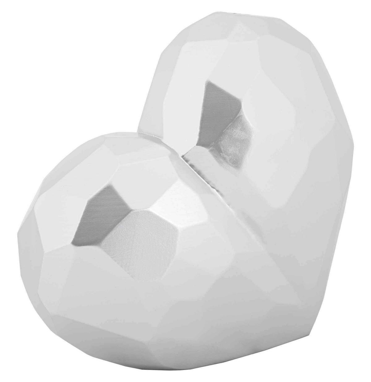 Vase Heart Silver  - Silberfarben, Basics, Kunststoff (19/18/9cm)