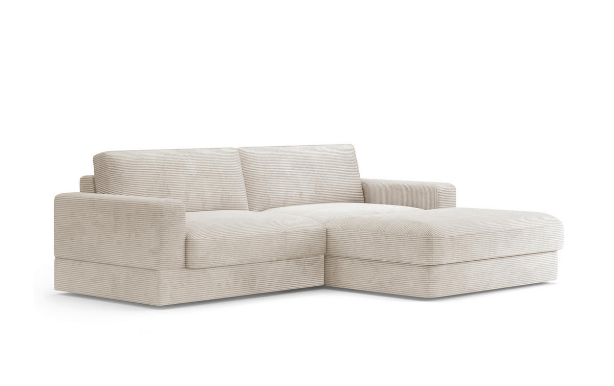 ECKSOFA FABIO E Creme Cord  - Creme/Schwarz, MODERN, Kunststoff/Textil (264/196cm) - Sit & More