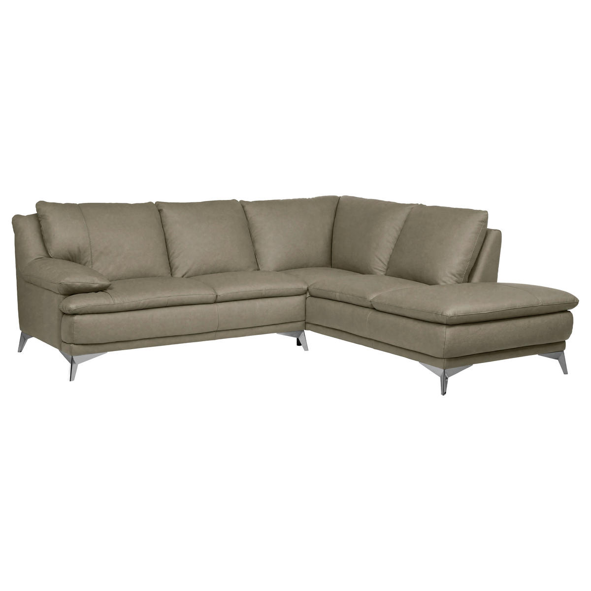 ECKSOFA  in Echtleder Beige  242/224 cm  - Chromfarben/Beige, Design, Leder/Metall (242/224cm) - Novel