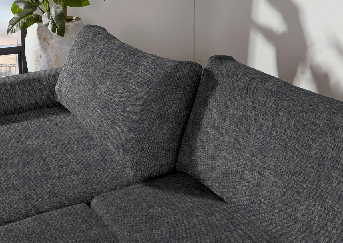 2,5-SITS SOFFA i velour grå  - svart/grå, Design, textil/plast (240/70/125cm) - Livetastic