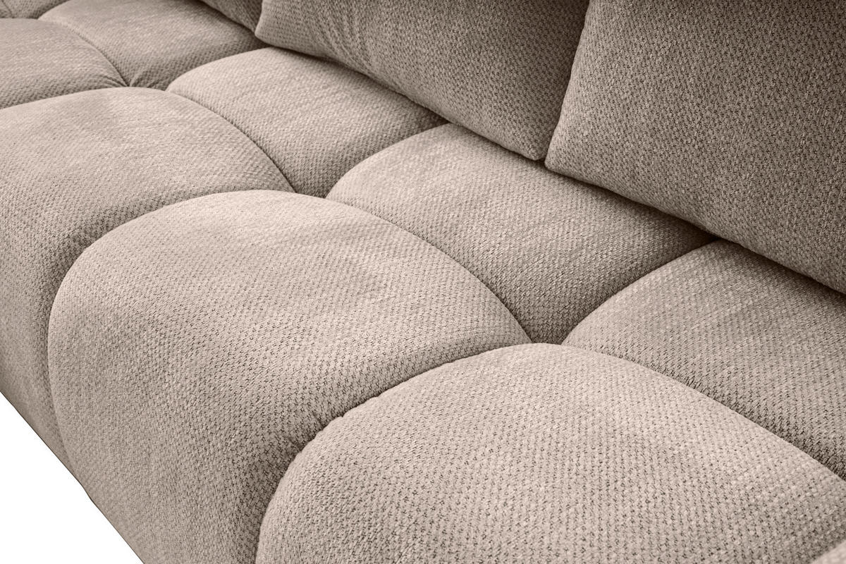ECKSOFA Beige Chenille  - Beige/Schwarz, Design, Textil/Metall (173/299cm) - Stylife