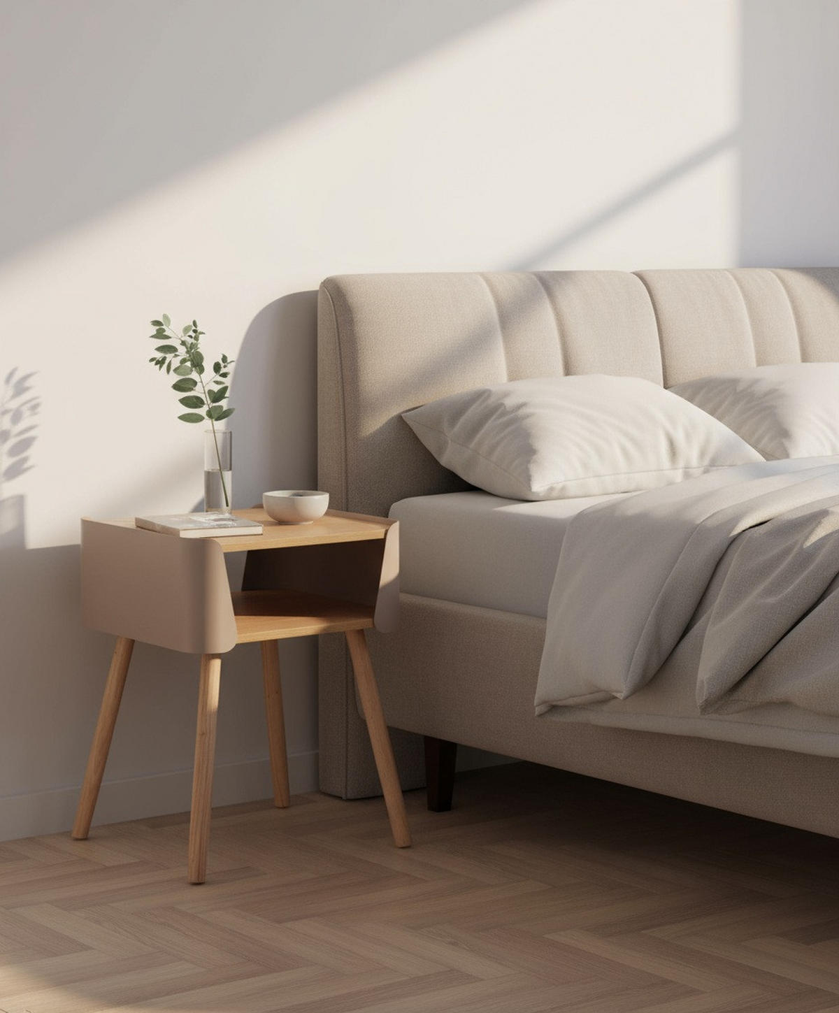 NOČNÝ STOLÍK, borovica, prírodná farba, béžová, 40/54,5/39 cm - prírodná farba/béžová, Design, kov/drevo (40/54,5/39cm) - Xora