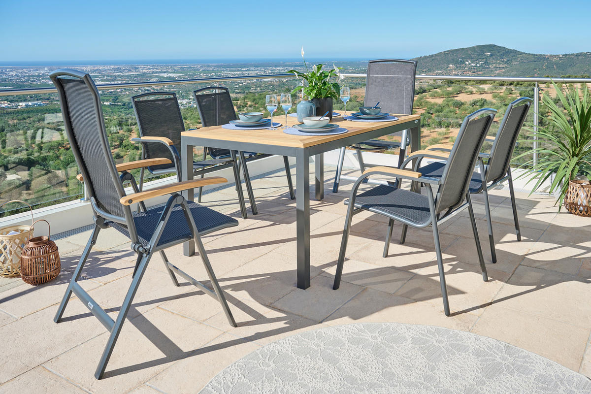 UTEBORD trä, metall nej rektangulär  - antracit/naturfärgad, Basics, metall/trä (150-210/90/74cm) - Ambia Garden