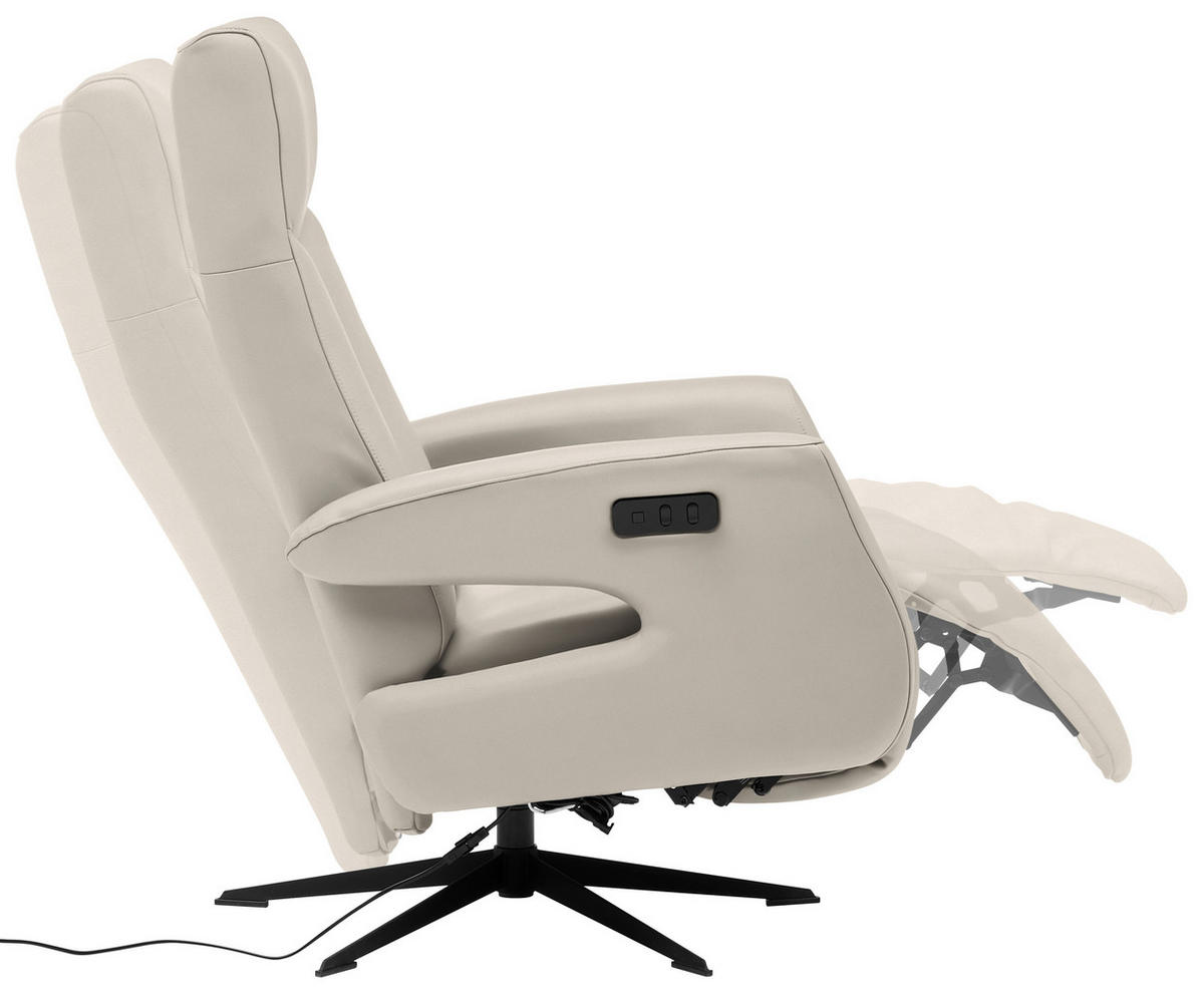 RELAXSESSEL in Leder Creme  - Creme/Schwarz, Design, Leder/Metall (74/105/82cm) - Welnova