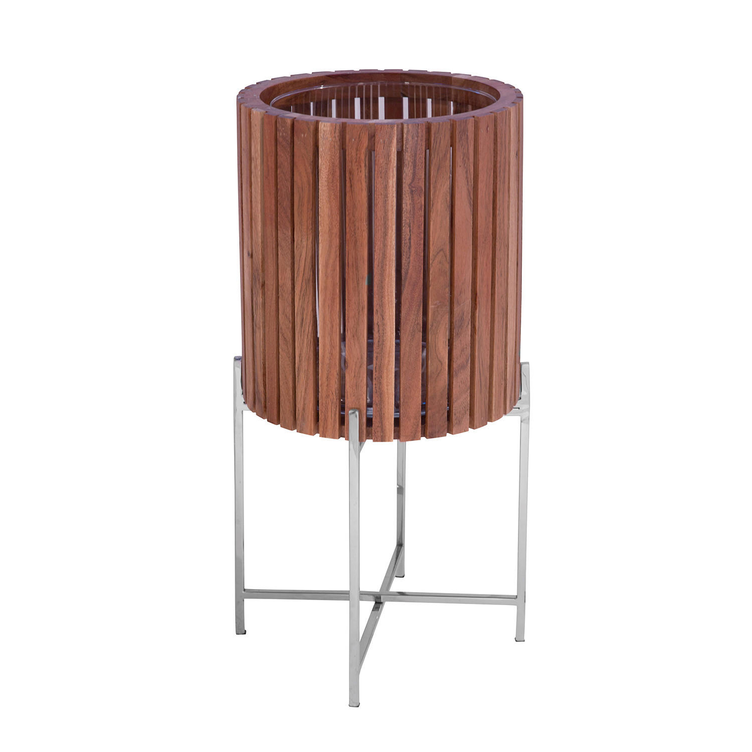 ÜBERTOPF 29/60 cm Silberfarben, Hellbraun  - Hellbraun/Silberfarben, Basics, Holz/Metall (29/60cm)