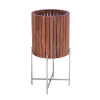 ÜBERTOPF 29/60 cm Silberfarben, Hellbraun  - Hellbraun/Silberfarben, Basics, Holz/Metall (29/60cm)