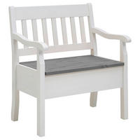 SITZBANK 83/93/58 cm Grau, Weiß Kiefer massiv  - Weiß/Grau, ROMANTIK / LANDHAUS, Holz (83/93/58cm) - Boxxx