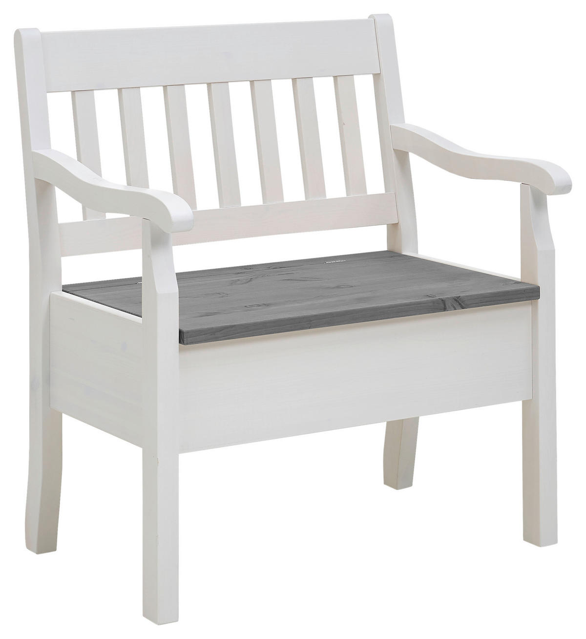 SITZBANK 83/93/58 cm Grau, Weiß Kiefer massiv  - Weiß/Grau, ROMANTIK / LANDHAUS, Holz (83/93/58cm) - Boxxx