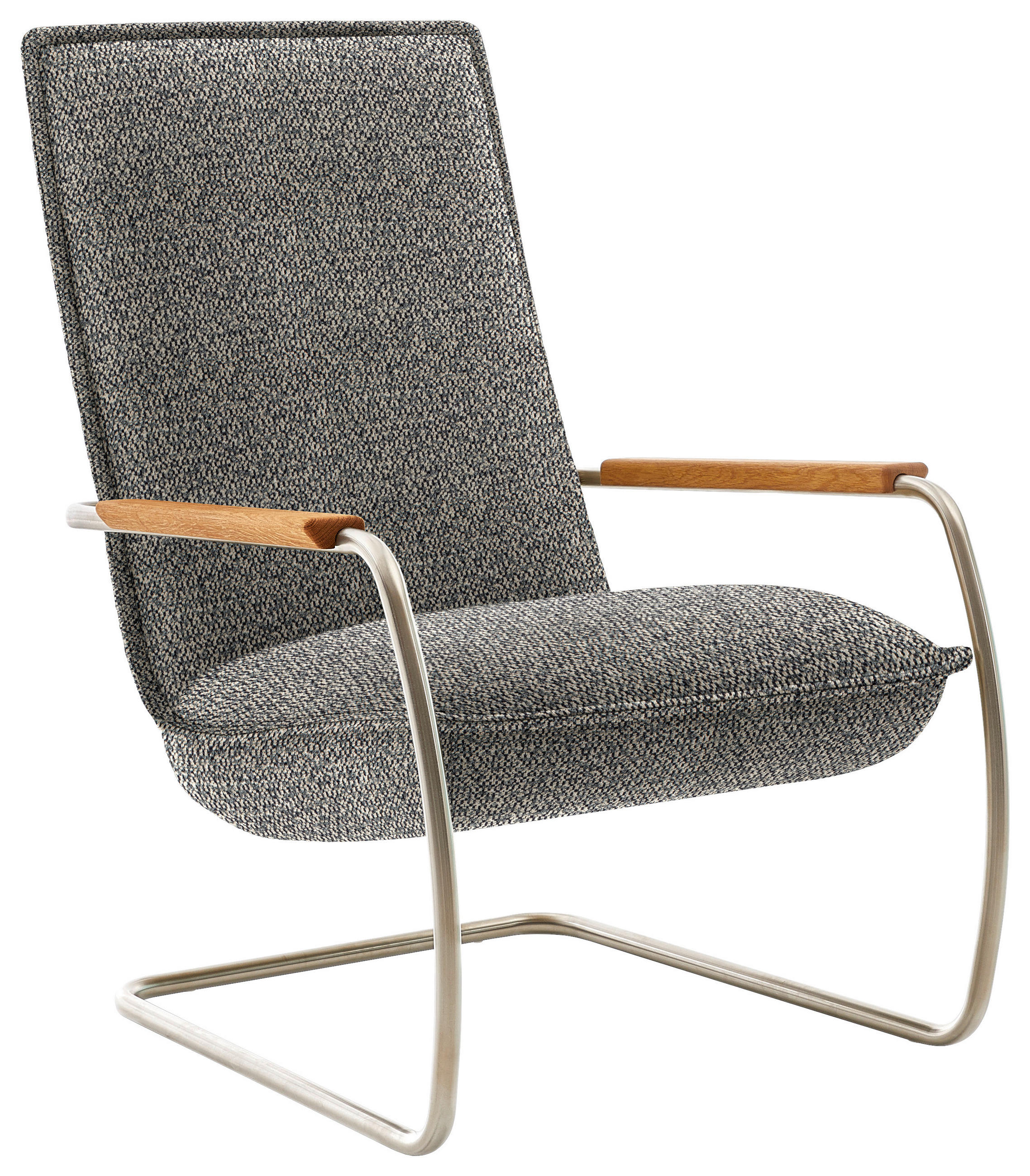 SESSEL in Flachgewebe Greige  - Edelstahlfarben/Greige, Design, Holz/Textil (76/105/87cm) - Livetastic