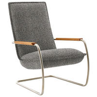 SESSEL in Flachgewebe Greige  - Edelstahlfarben/Greige, Design, Holz/Textil (76/105/87cm) - Koinor