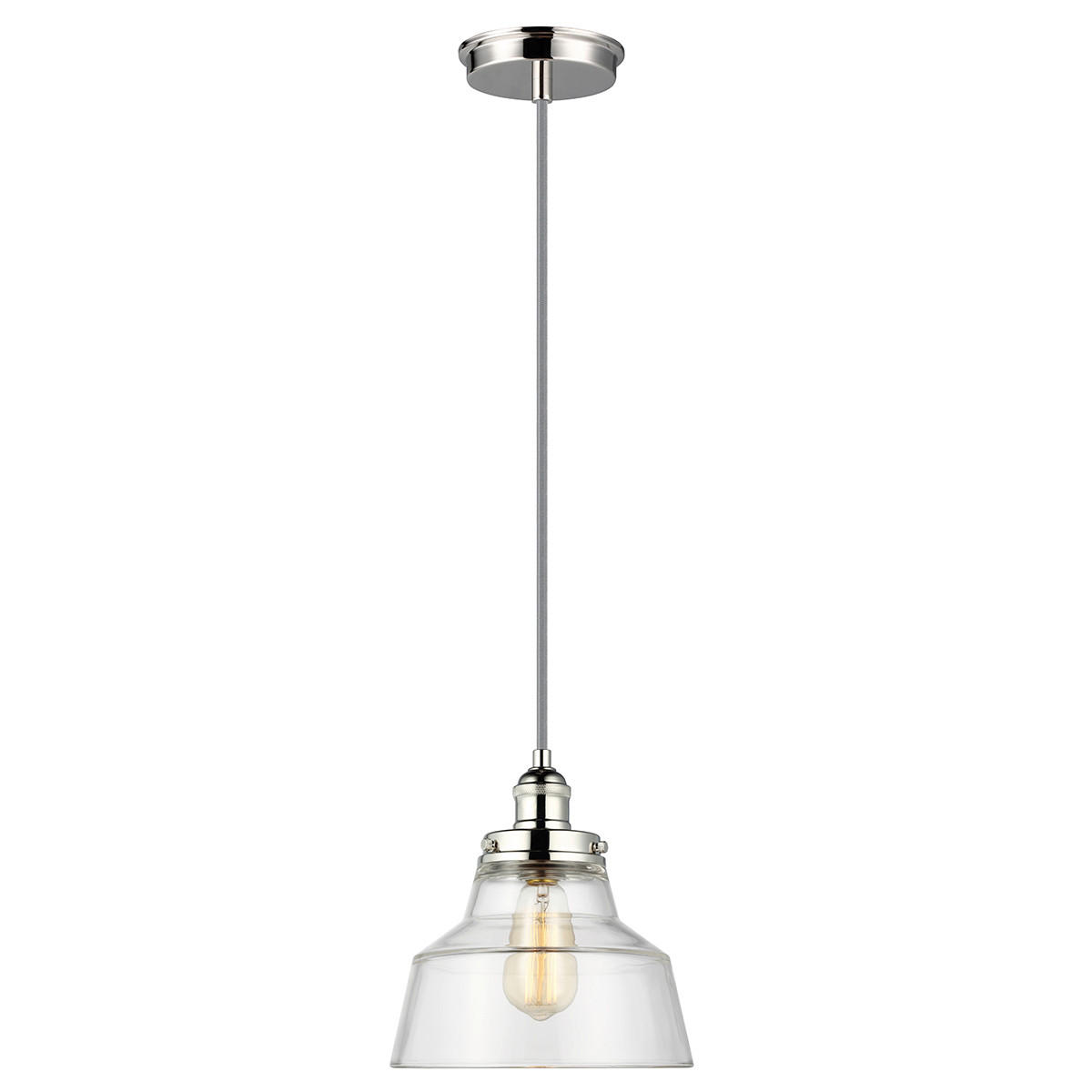 HÄNGELEUCHTE 25.4/30.1 cm    - Nickelfarben, Konventionell, Glas/Metall (25.4/30.1cm) - Elstead Lighting