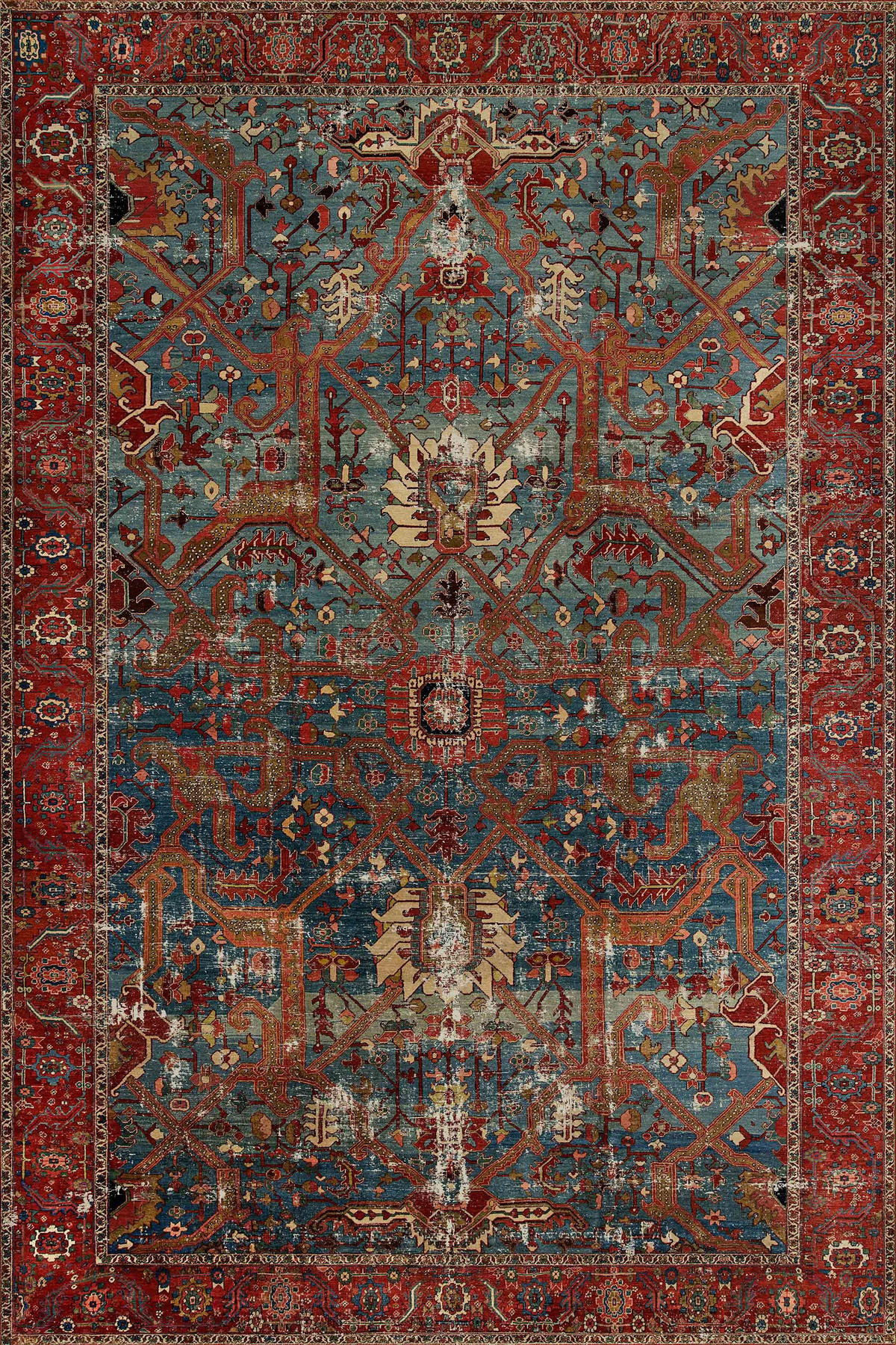 VINTAGE-TEPPICH 160/230 cm Azeri Antique Blau, Rot  - Blau/Rot, LIFESTYLE, Textil (160/230cm) - Novel