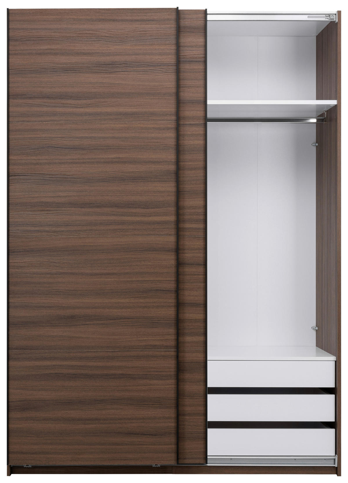 SCHIEBETÜRENSCHRANK 150/211,5/61,5 cm Walnussfarben  - Weiss/Walnussfarben, Modern, Holzwerkstoff/Metall (150/211,5/61,5cm) - MID.YOU