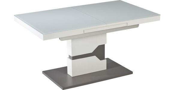 COUCHTISCH rechteckig Grau, Weiß 110-150/65/57-76 cm  - Weiß/Grau, Design, Glas/Holzwerkstoff (110-150/65/57-76cm) - Venda