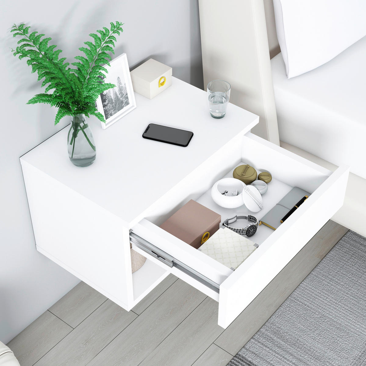 NACHTTISCH 44,6/29/31,6 cm  Weiss  - Weiss, Design, Holzwerkstoff (44,6/29/31,6cm) - MID.YOU