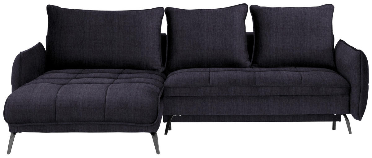 ECKSOFA in Flachgewebe Schwarz  - Schwarz, Design, Textil/Metall (180/273cm) - Hom`in