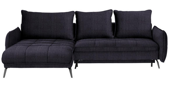 ECKSOFA in Flachgewebe Schwarz - Schwarz, Design, Textil/Metall (180/273cm) - Hom`in