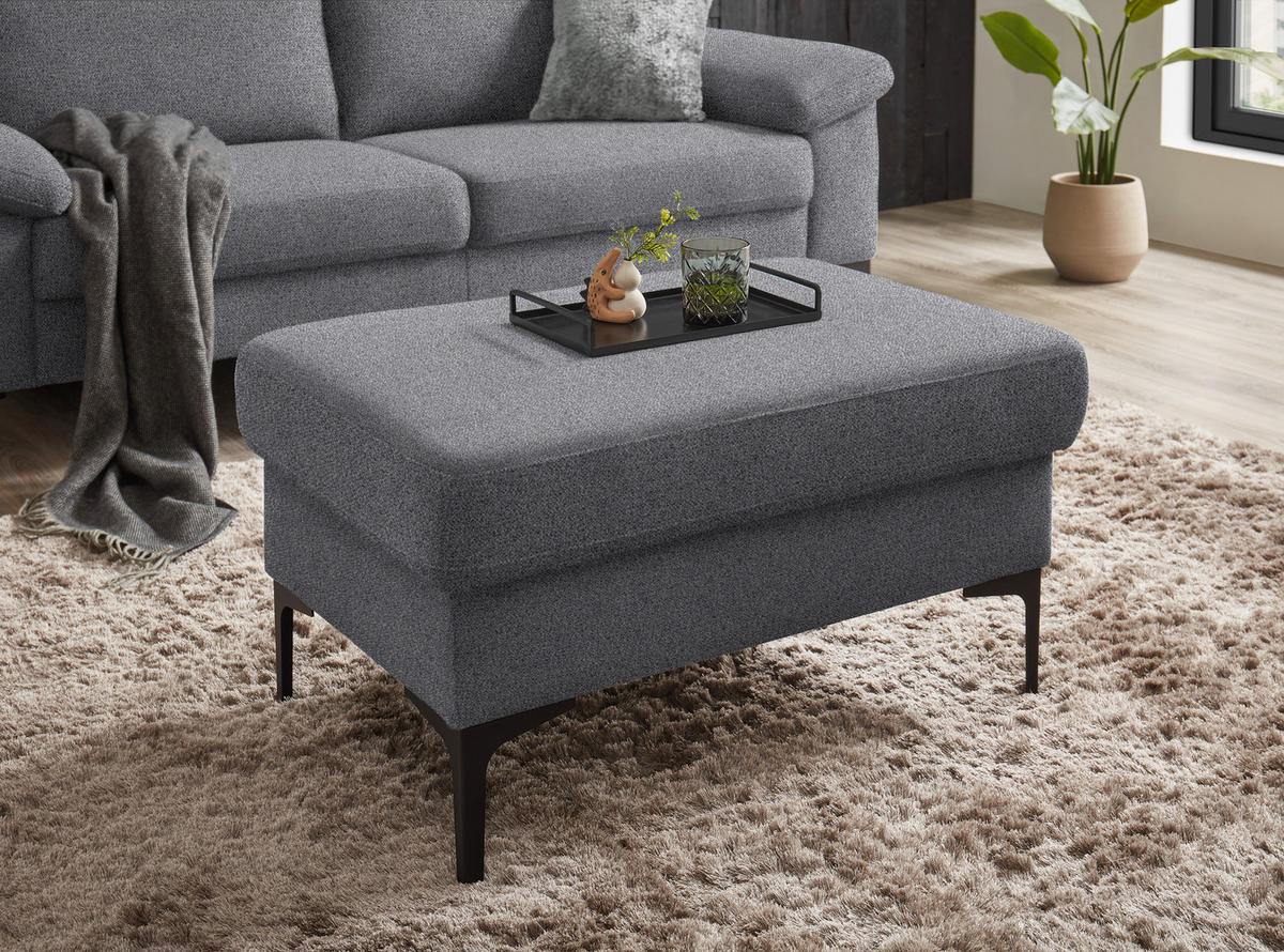 2,5-SITZER in Flachgewebe Grau  - Schwarz/Grau, Design, Textil/Metall (206/86/97cm) - Pure Home Lifestyle