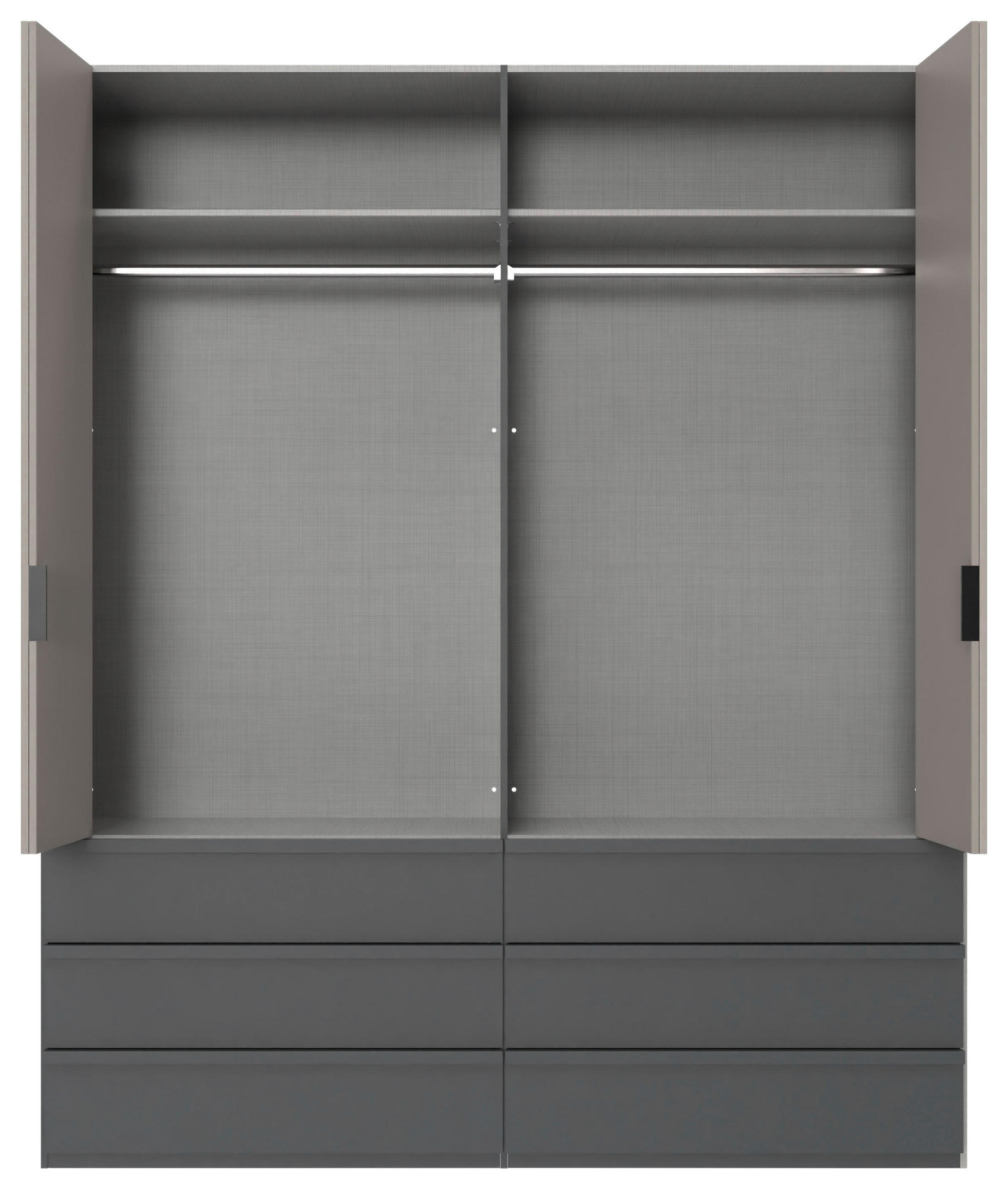 SCHWEBETÜRENSCHRANK 200/236/58 cm 4-türig Graphitfarben, Sahara  - Schwarz/Graphitfarben, Design, Holzwerkstoff (200/236/58cm) - Boxxx