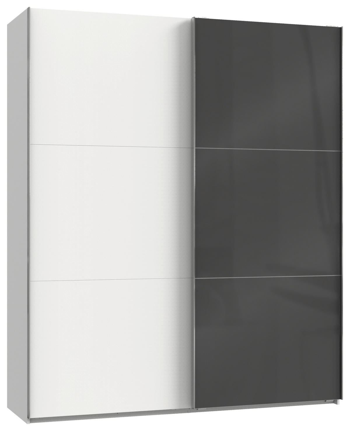 SCHWEBETÜRENSCHRANK in Grau, Weiss  - Chromfarben/Weiss, Modern, Glas/Holzwerkstoff (200/236/65cm) - MID.YOU