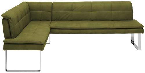 ECKBANK 174/253 cm Mikrofaser Chromfarben, Grün Metall   - Chromfarben/Beige, Design, Textil/Metall (174/253cm) - Novel