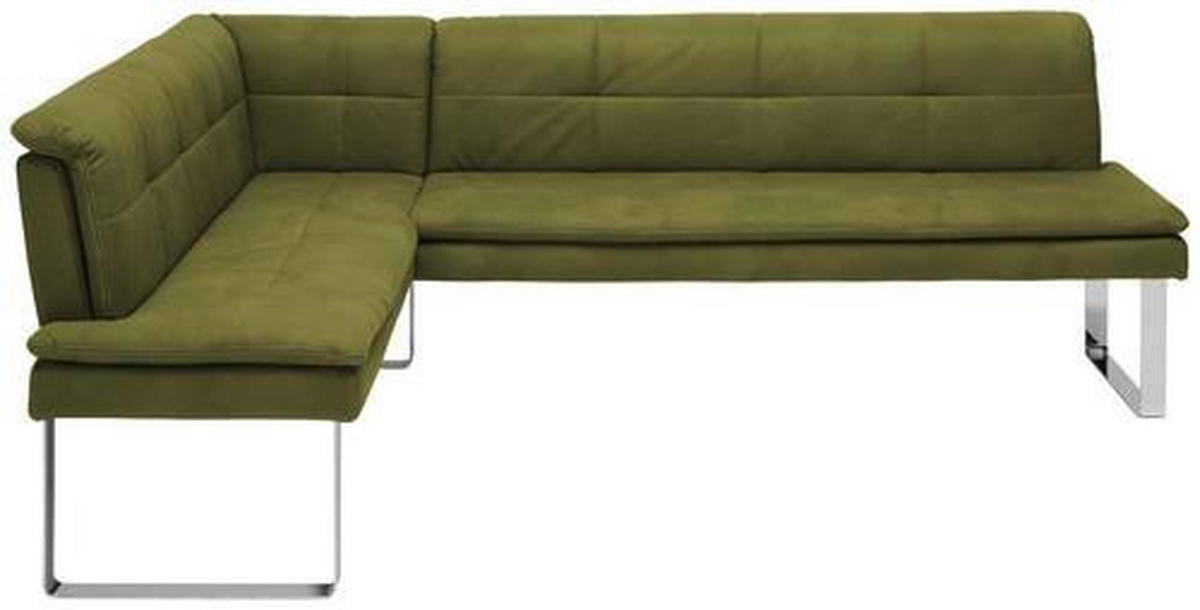 ECKBANK 174/233 cm  in Grün, Chromfarben  - Chromfarben/Beige, Design, Textil/Metall (174/233cm) - Novel