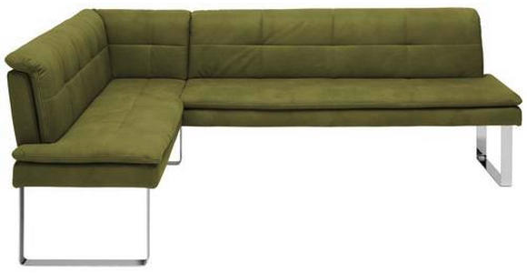 ECKBANK 174/233 cm in Grün, Chromfarben - Chromfarben/Beige, Design, Textil/Metall (174/233cm) - Novel