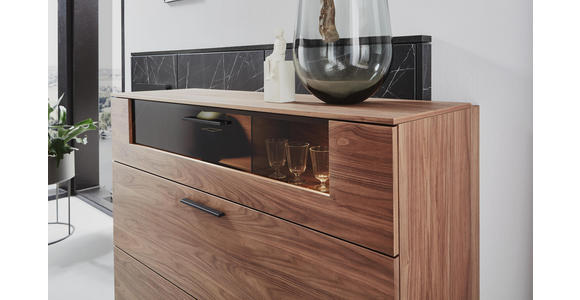 SIDEBOARD 198/109,9/47,2-55,2 cm - Schieferfarben/Anthrazit, Design, Glas/Holz (198/109,9/47,2-55,2cm) - Dieter Knoll