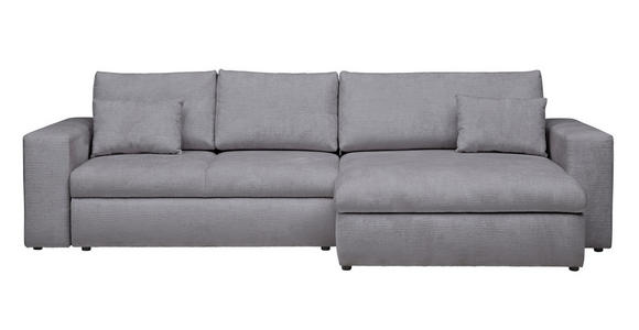 ECKSOFA in Chenille Grau  - Schwarz/Grau, KONVENTIONELL, Kunststoff/Textil (292/150cm) - Hom`in