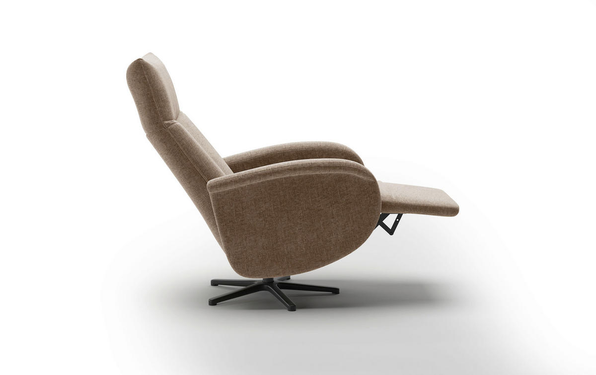 RELAXSESSEL Textil Hellbraun  - Hellbraun/Schwarz, Konventionell, Textil/Metall (75/112/82cm) - Sit & More