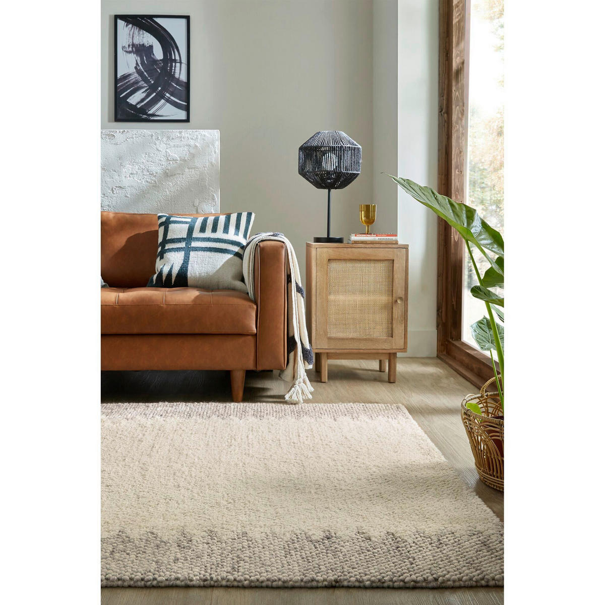 HANDWEBTEPPICH 80/150 cm MINERALS BORDER Naturfarben  - Naturfarben, KONVENTIONELL, Textil (80/150cm)