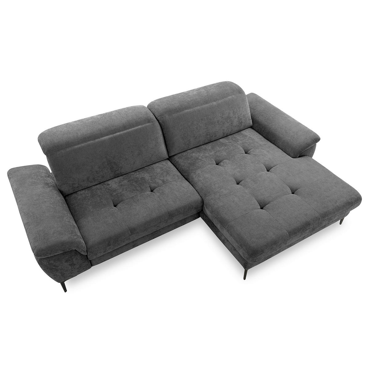 ECKSOFA  Webstoff Schwarz  - Schwarz, Design, Textil/Metall (268/195cm) - Livetastic