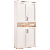 OMARA ZA ČEVLJE bela, barve hrasta - barve hrasta/bela, Design, umetna masa/leseni material (90/196/38cm) - Xora