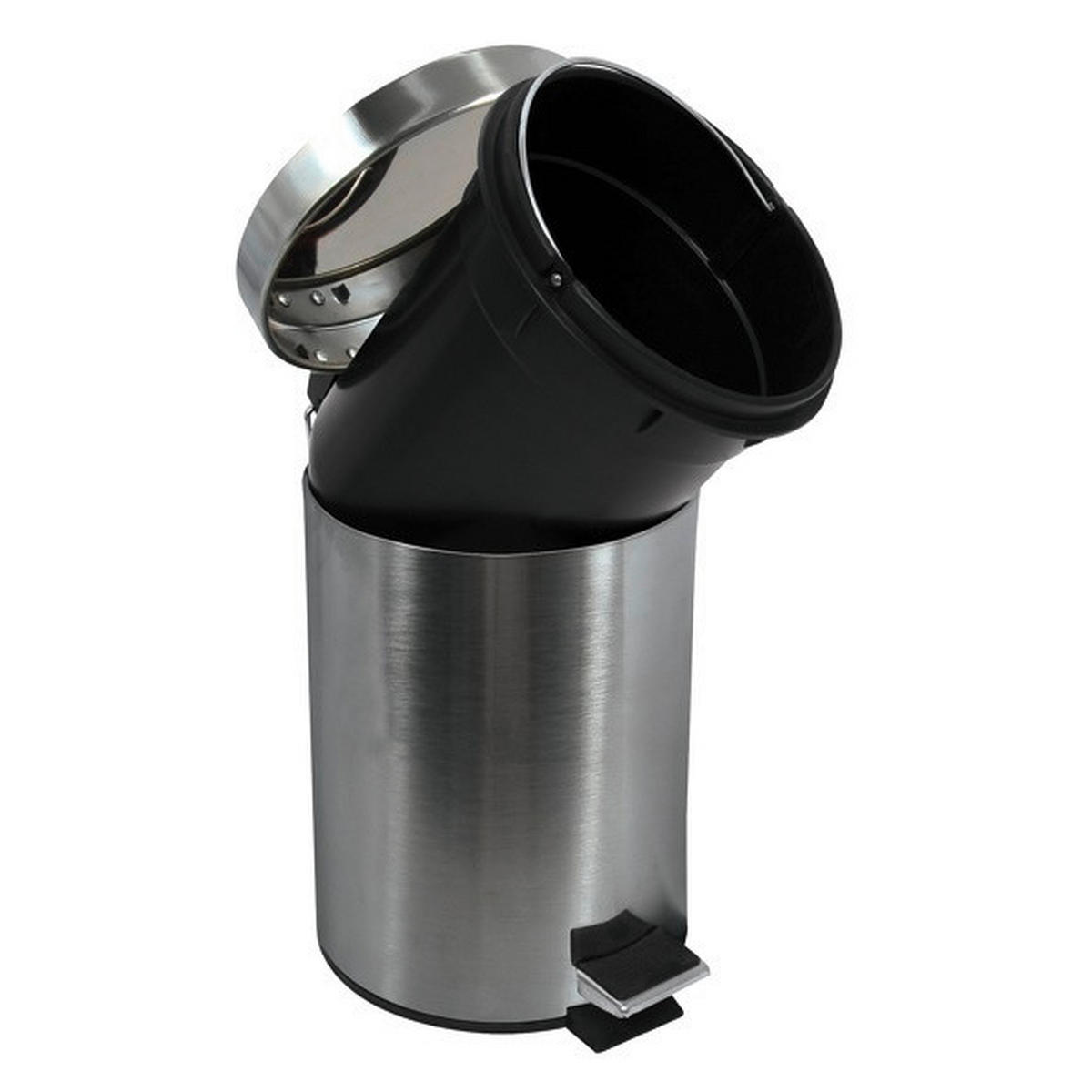 Kosmetikeimer Unis 5L Silber Metall   - Silberfarben/Schwarz, Basics, Kunststoff/Metall (20,5/27,7cm)