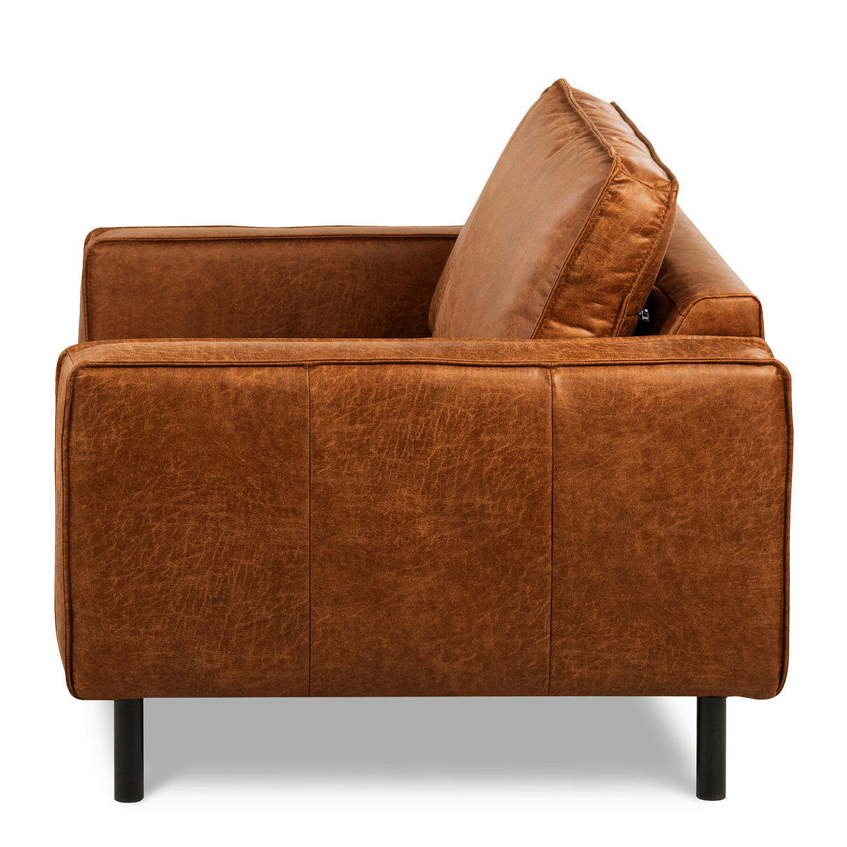 SESSEL Lederlook Echtleder Cognac  - Cognac/Schwarz, Design, Leder/Textil (88/85/92cm) - Livetastic