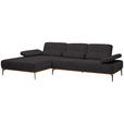 ECKSOFA in Flachgewebe Anthrazit  - Anthrazit/Schwarz, Natur, Holz/Textil (176/314cm) - Valnatura