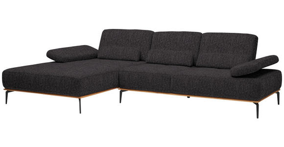 ECKSOFA in Flachgewebe Anthrazit  - Anthrazit/Schwarz, Natur, Holz/Textil (176/314cm) - Valnatura