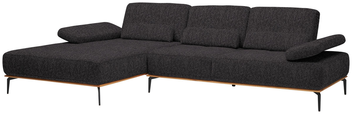 ECKSOFA in Flachgewebe Anthrazit  176/314 cm  - Anthrazit/Schwarz, Natur, Holz/Textil (176/314cm) - Valnatura