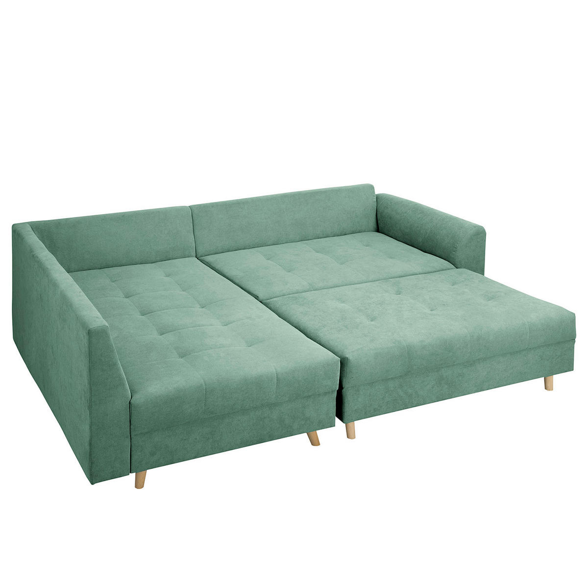 ECKSOFA inkl. Hocker Ariella in Mikrofaser Mintgrün  161/231 cm  - Naturfarben/Mintgrün, Design, Holz/Textil (161/231cm) - Livetastic