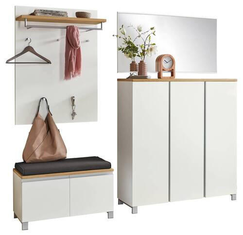 GARDEROBE 5-teilig  in 220/195/40 cm  - Eichefarben/Silberfarben, Design, Holz/Holzwerkstoff (220/195/40cm)