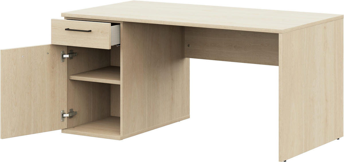 JUGENDSCHREIBTISCH 150/70/72 cm  in Eichefarben  - Edelstahlfarben/Eichefarben, Design, Holzwerkstoff/Metall (150/70/72cm) - Cantus