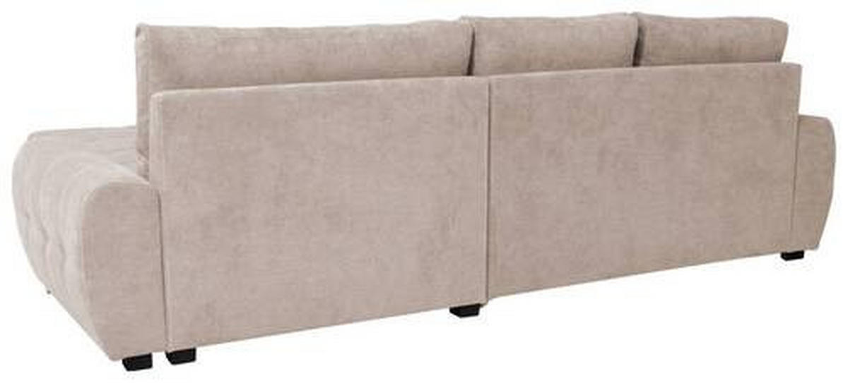 ECKSCHLAFSOFA in Velours Beige  - Chromfarben/Weiss, Design, Kunststoff/Textil (277/175cm) - Livetastic
